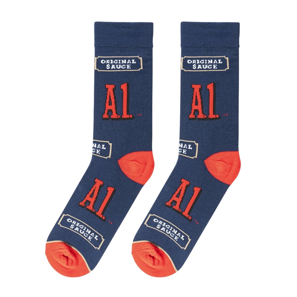 A1 STEAK SAUCE Printed Crew Socks OS